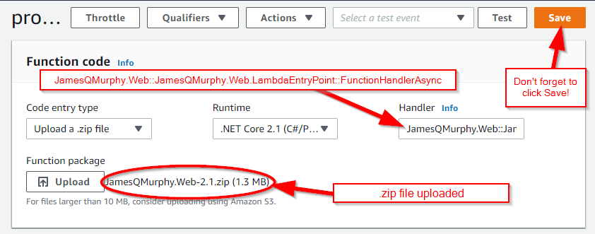 Configuring the Lambda function