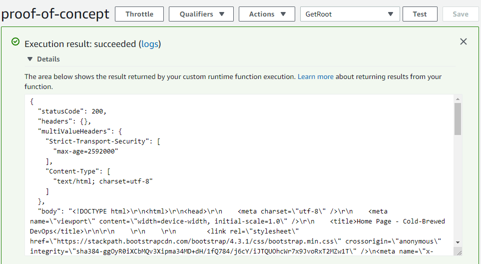 Successful ASP.NET Core 2.2 App on AWS Lambda