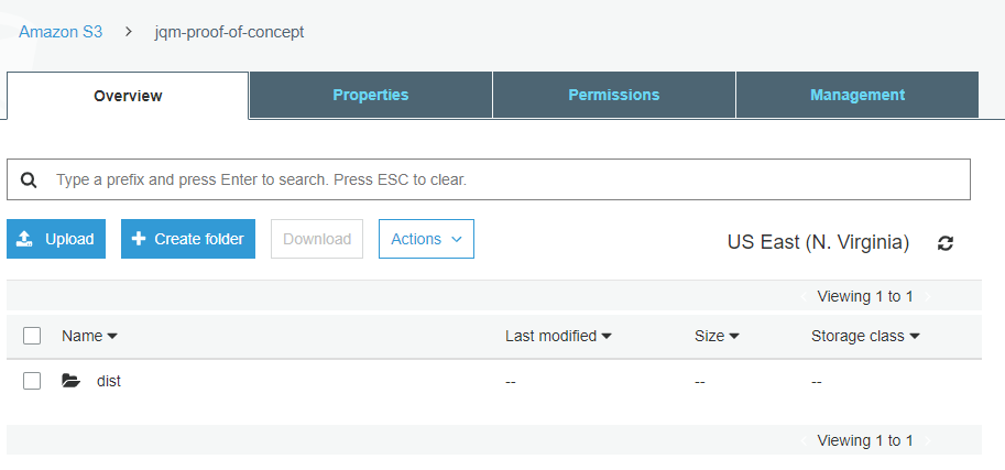 AWS Console - S3 Bucket named 