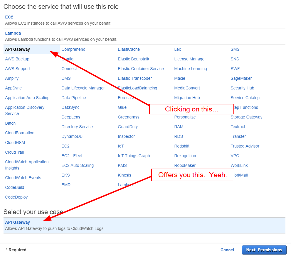 AWS Console - screen with heading 