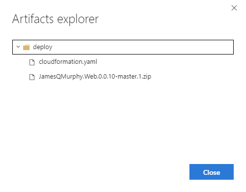 Viewing the contents of the deploy artifact with the Artifacts explorer